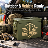 Boîte à munitions en métal robuste avec poignée, empilable, personnalisable avec logo latéral, multifonctionnelle, portable pour la chasse