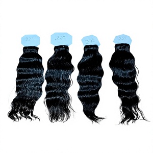 Extensions de cheveux humains vierges indiens Remy de 24 pouces, en vrac, double trame, tissage machine, ondulés, noirs, toutes couleurs, teintables - Product Image 2