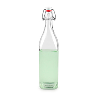Vente en gros 1000ml 1 litre rond carré lait jus verre enzymatique bouteilles à boire avec couvercle de verrouillage à clip hermétique