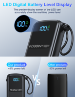 Nouvelles Idées de Produits 2025 Électronique OEM Logo Intégré Câble Charge Rapide Mini Petite Grande Capacité 16000mAh Portable Power Bank
