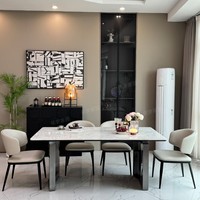 Ensemble table et chaises rectangulaires en bambou de luxe léger pour petit appartement