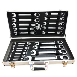 22-Piece Ring Ratchet Spanner Set Open-End Spanner Ratchet Screw Wrench Ring Flexible Spanner Combination Wrench 6-32 mm