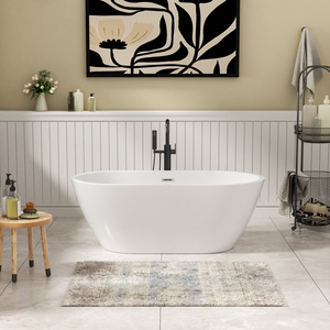 Noi Stock Center drenaggio contemporanea ammollo vasca bianca con Overflow nero <span class=keywords><strong>e</strong></span> scarico 59 "acrilico Freestanding vasca da bagno nave libera - Product Image 5