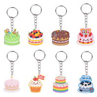 Porte-clés mousqueton léger et étanche en PVC, thème gâteau de dessin animé, collection d'accessoires mignons pour sacs à dos d'enfants, logo 3D personnalisé, protection UV