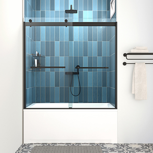 <span class=keywords><strong>Baignoire</strong></span> porte de douche coulissante salle de bain écran de douche en verre prix <span class=keywords><strong>moins</strong></span> <span class=keywords><strong>cher</strong></span> aluminium encadré avec finition brossée verre trempé - Product Image 2