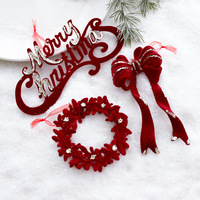 Mini-ornement de Noël floqué à suspendre, motif talon haut, flocon de neige, aile de plume, ange, pour décoration d'arbre et de fenêtre