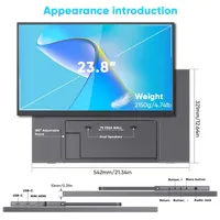 Monitor Portátil LED de 23.8 Pulgadas y 120Hz, 100% sRGB, Soporte VESA, Pantalla Extendida para Laptop, IPS, Tipo-C, Pantalla para Computadora