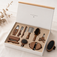 Peigne et brosse à picots manuels en bois massif brun de style antique pour chats, chiens et petits animaux – Fournitures de toilettage et de démêlage
