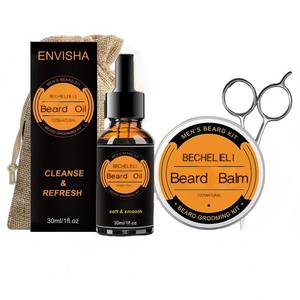 Coffret Cadeau Soin <span class=keywords><strong>Barbe</strong></span> Homme 6-en-1 Huile Hydratante Naturelle Noire Sans Cruauté Animale <span class=keywords><strong>2021</strong></span> – Meilleure Vente – Avec Rouleau Offert - Product Image 1