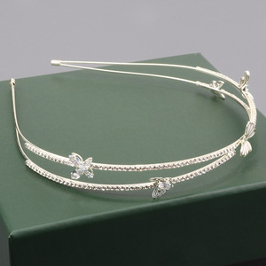 ห่วงรัดผมสำหรับเจ้าสาวทำจากหินเซอร์โคเนียรูปผีเสื้อสองชั้นแบบชาวยุโรปและอเมริกัน - Product Image 3