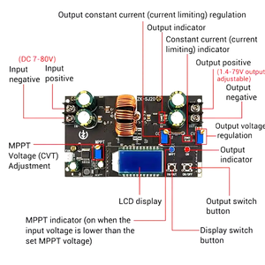 SJ20 300W ad alta potenza Lift-off modulo di alimentazione solare MPPT ingresso <span class=keywords><strong>7</strong></span>-80V uscita 1.4-79V 20A regolabile modulo regolatore di tensione - Product Image 2