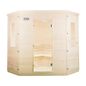 Wholesale High Quality Indoor 4 Person Traditional Steam Sauna Room with Tempered Glass Door