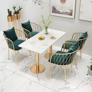 Yeni yenilikçi eğlence yemek odası restoran mobilya altın metal gri yeşil kadife cafe tel sandalye