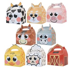 Caja <span class=keywords><strong>de</strong></span> embalaje con mango <span class=keywords><strong>de</strong></span> papel <span class=keywords><strong>de</strong></span> animales <span class=keywords><strong>de</strong></span> granja para niños, dulces, galletas, pasteles, decoración para fiesta <span class=keywords><strong>de</strong></span> cumpleaños en casa - Product Image 1