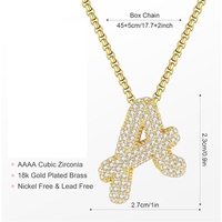Collar con letras de burbujas, collar con inicial chapado en oro de 18 quilates, collar con colgante de globo grueso, collar con nombre de alfabeto delicado, collar con nombre de la A-Z