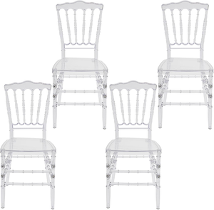 كرسي بلاستيكي شفاف من Napoleon لحديقة دخول الفيلا يستخدم كرسي فندق تجاري حديث قابل للتكديس مقاوم للماء لحفلات الزفاف - Product Image 1