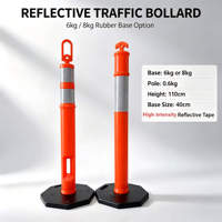 Poteau de signalisation routière réfléchissant de 110 cm, type T ou Hoop Top, délimitateur amovible avec base en caoutchouc de 6 kg ou 8 kg pour la sécurité routière