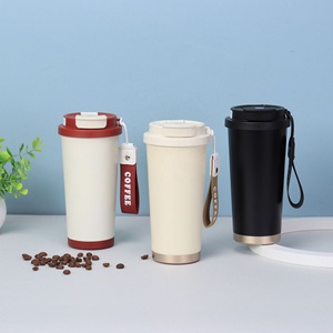 Vaso de Café Personalizado con Logotipo, Acero Inoxidable, Tapa 2 en 1, Vaso Térmico de 20 oz, Taza de Viaje de Diseño Casual con Cuerda - Product Image 1