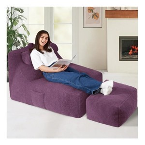 Fauteuil paresseux géant en mousse déchiquetée compressée sous vide, idéal pour salon et bureau, avec ottoman, vente en gros d'usine pour adultes - Product Image 2