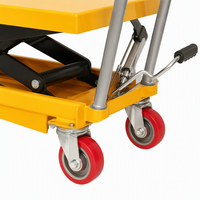 Plataforma Elevadora de Tijera Eléctrica Hidráulica Hanxiang de 150 kg, Mesa de 700x450 mm, Plataforma Móvil de Acero, Color Amarillo, Doble Controlador, Elevación en 150/120 Segundos