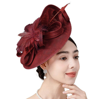Fascinateur Premium pour Femme, Chapeau de Mariage Chic, Fascinator en Sinamay à Plumes pour Cérémonie, Accessoire Coiffure Élégant avec Pince pour Mariée et Fêtes