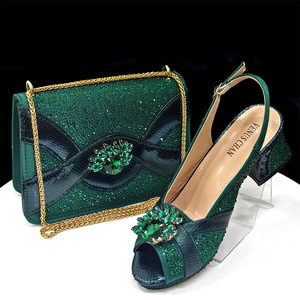 green emerald velvet dress New Italian Design Women's Shoes + Matching Bag Set - Trendy