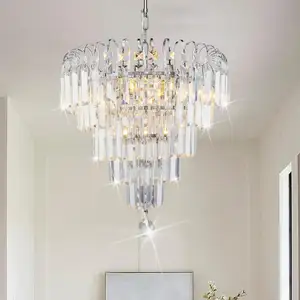 Decoração moderna de alta qualidade de fábrica cromada com 4 cabeças lustre de cristal para sala de estar