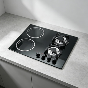 Cocina de Vitrocerámica con Superficie de Vidrio Templado de 60 cm, Integrada, Eléctrica y de Gas, con 2 Quemadores de Gas y 2 de Vitrocerámica - Product Image 2