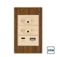 Panneau de prise électrique de prise murale PC USB type c standard brésilien, prise murale modèle 118 à 6 broches