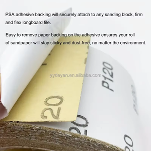 70MM * 20M黄色アルミニウム自己接着サンドペーパーロール<span class=keywords><strong>PSA</strong></span>接着バッキング研磨ディスク木工用自動サンディングブロックOEM - Product Image 6