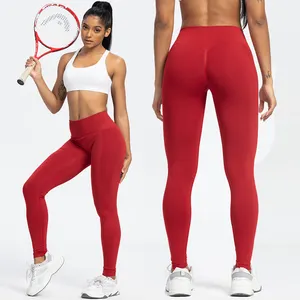 Calça de treino de cintura alta feminina com logotipo personalizado plus size leggings para ioga academia levantamento de bunda leggings fitness padrão sólido tamanho adulto