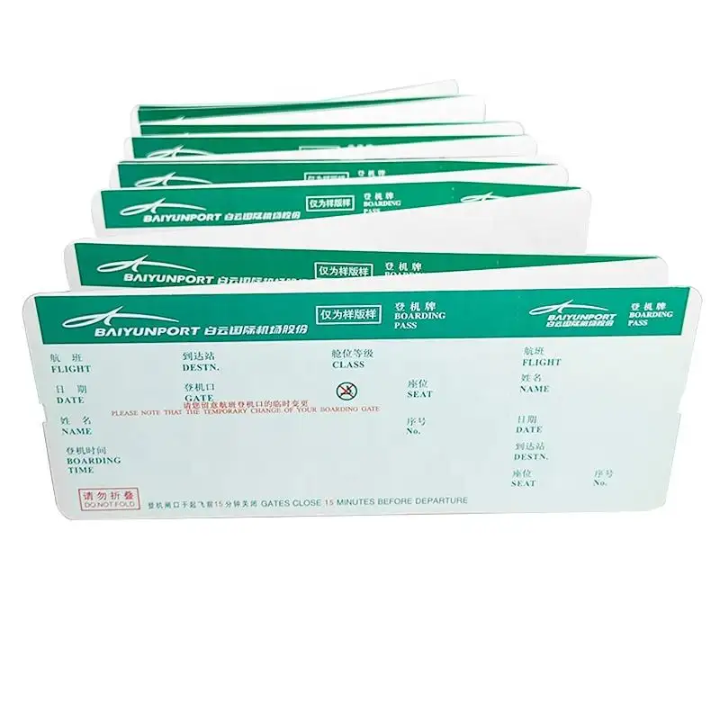 Impresión personalizada de billetes de vuelo, tarjeta térmica de papel de línea aérea, a todo Color