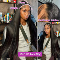 Pelucas de Cabello Humano Liso Natural Vietnamita con Encaje Frontal HD Transparente 13x6 13x4 para Mujeres Negras