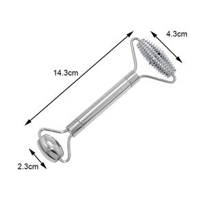 Rouleau de <span class=keywords><strong>Massage</strong></span> pour le visage en acier inoxydable, outil en <span class=keywords><strong>Jade</strong></span>, métal glacé, avec aiguilles - Product Image 2