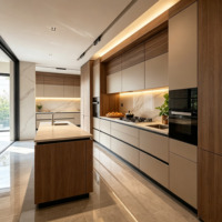 Ensemble complet d'armoires de cuisine, meubles de cuisine, armoires murales et de base avec éclairage LED, designs modernes d'armoires de cuisine, installation et nettoyage faciles