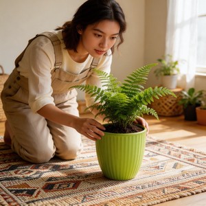 Pot de fleurs <span class=keywords><strong>en</strong></span> céramique émaillée vert printemps HARVIT Stone Clay / Pots de fleurs personnalisés / Pots de <span class=keywords><strong>jardin</strong></span> rustiques - Écologiques et durables - Product Image 6