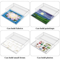 Plateau en acrylique avec tiroir intégré pour photos, œuvres d'art, tissus, clarté ou affichage de messages, organisateur en PMMA pour salle de bain, cuisine