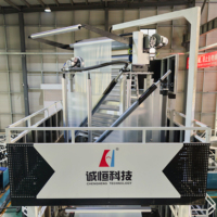 Machine à film soufflé ABA à 2 couches haute efficacité avec traction verticale rotative pour sacs de livraison et sacs poubelles en HDPE/LDPE