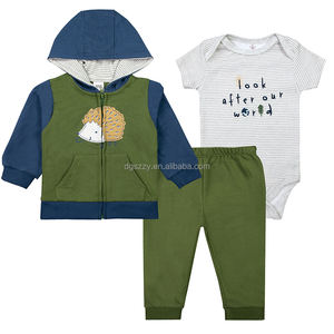 Conjuntos de Ropa de 3 Piezas para Bebés, Sudadera con Capucha de Algodón con Cierre de Cremallera, Mameluco de Manga Larga, 6-24 Meses - Product Image 4