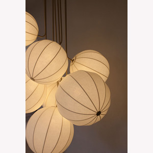Lustre rond de style chinois moderne de Shanghai, forme melon d'hiver, satin blanc, LED E27, pour hôtel, restaurant, hall d'entrée - Product Image 2