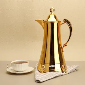 Manufacturer 0.8L High Quality Customized Copper Brass 24hr Hot Cold Plastic Arabic Vacuum Flask with Glass Inner