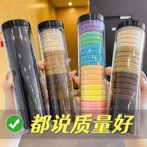 High Elastic Hair Tie For Women Nylon Knitted Rubber Band Daily Use Black And Macaron Colors One Tube Each - Product Image 2