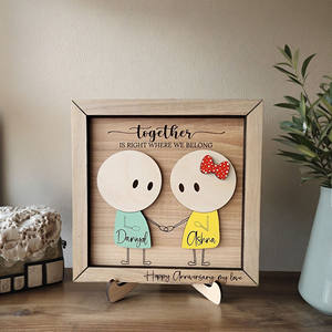 ป้ายไม้คู่รักพร้อมตัดด้วยเลเซอร์สำหรับเป็นของขวัญคู่รักลายนกคู่รักสัญลักษณ์ไม้คู่รักของตกแต่งบ้านทำจากไม้ - Product Image 3