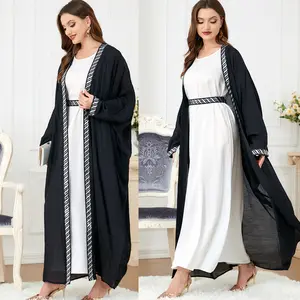 Mode baru grosir Kimono Dubai Arab Timur Tengah wanita dua bagian Set Abaya gaun Dalaman untuk wanita Muslim Set Abaya