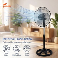Ventilateur sur pied avec lame en métal de 10 pouces, hauteur réglable, ventilateur robuste avec base lestée pour la maison, le bureau, la chambre à coucher