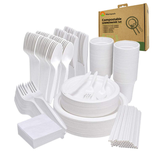 Assiettes de <span class=keywords><strong>mariage</strong></span> compostables en bagasse de canne à sucre, vaisselle jetable, fabricant direct d'usine OEM pour les acheteurs de services de traiteur - Product Image 1