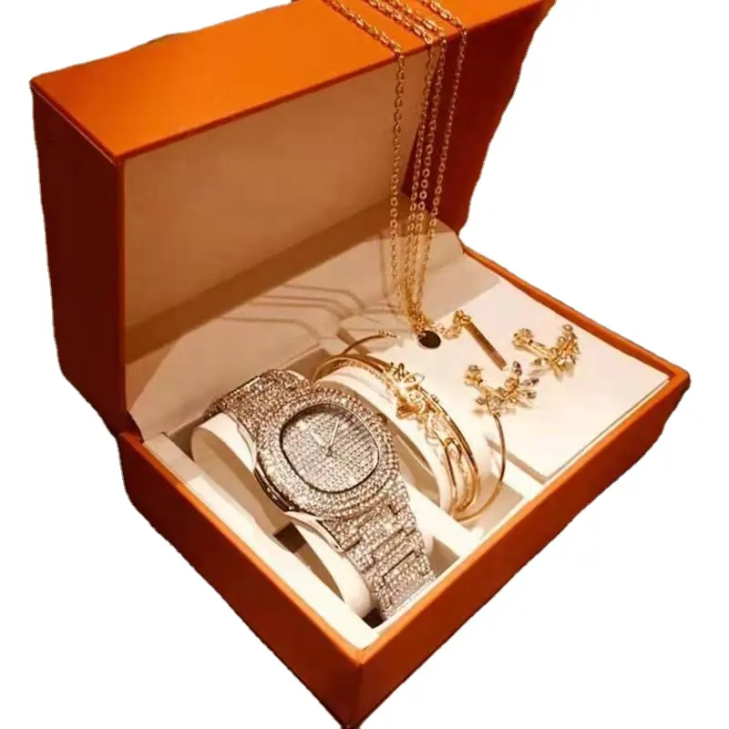 Ladies Fashion Creative Mother's Day Gift Set Watch+earring+bracelet Gift Set For Woman