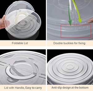 再利用可能な透明プラスチックラウンドパイキャリアピザスライスケーキ収納容器キーパーチーズケーキホルダー蓋付きハンドル付き - Product Image 5