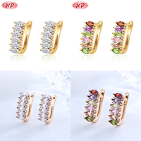 Pendientes De Moda Para Mujer Hengdian De Dubái Chapados En Oro Rosa De 18k Con Circonita Cúbica De Brillo Azul, Joyería De Fantasía Al Por Mayor De Fabricantes De China