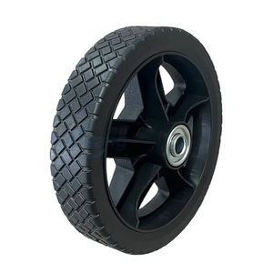 7x1.5'' Push Lawn Mower <b>Wheels</b>, 7 Inch <b>Plastic</b> <b>Wheel</b> and Tire for Lawnmower Garden Trolley Wagon Cart - Product Image 2